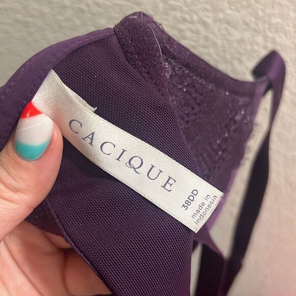 ✨Cacique Strappy Boost Plunge Sz 38DD Purple Bra✨ - Picture 7 of 11
